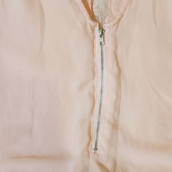 Metaphor Sheer Peach Partial Zip-Front Blouse - Picture 3 of 7